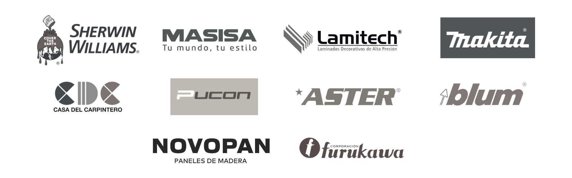 Proveedores: Masisa, Pelikano, Blum, Ducasse, Tableros Hispanos